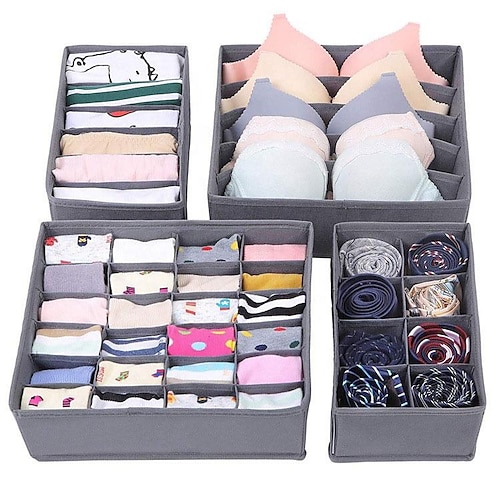 Divisore organizer per cassetti biancheria intima calzini 4 pezzi, organizzatore cassetto cassettiera lavabile ulg organizer per armadio pieghevole in