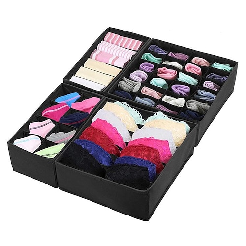 Divisore organizer per cassetti biancheria intima calzini 4 pezzi, organizzatore cassetto cassettiera lavabile ulg organizer per armadio pieghevole in