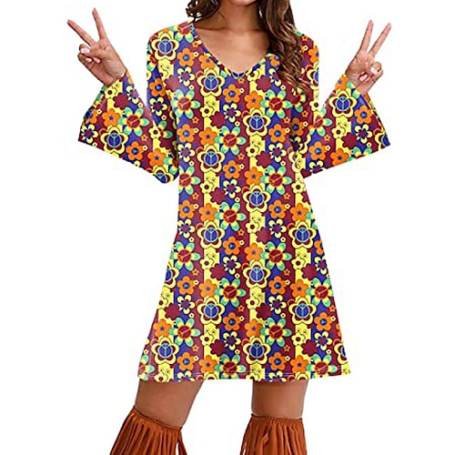 Retrò vintage Anni '70 Discoteca Vestiti Costume da donna anni '70 Abiti anni '70 Hippie Per donna Stampe Mascherata Festa / Serata Abito