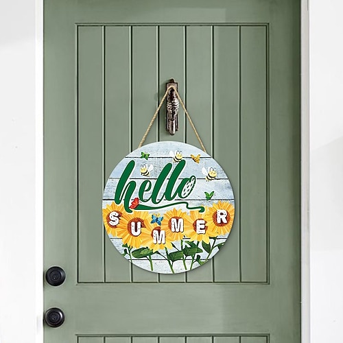 1pc summer watermelon hanging door sign watermelon door hanger wood welcome sign for front door home hanging door plaque sign summer front door crown 