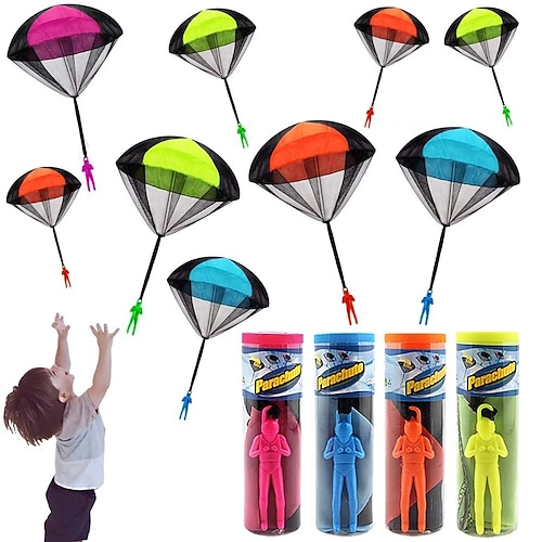 4 set di paracadute da lancio a mano per bambini all'aperto giocattoli divertenti giochi per bambini con paracadute a volo sportivo con mini soldato