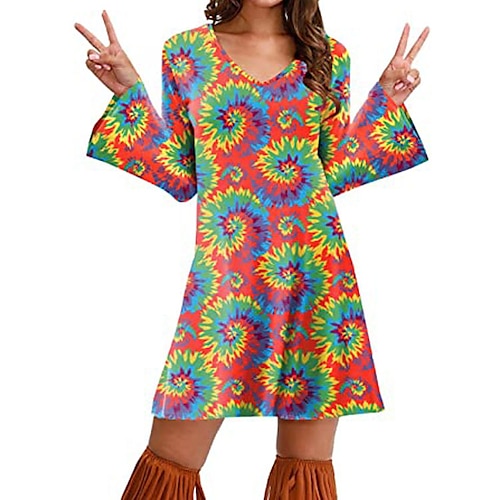 Retrò vintage Anni '70 Discoteca Vestiti Costume da donna anni '70 Abiti anni '70 Hippie Per donna Stampe Mascherata Festa / Serata Abito