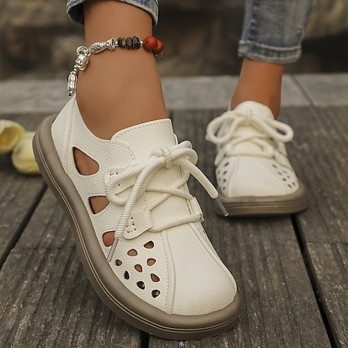 scarpe basse da donna allacciate scarpe basse dal design scavato scarpe casual da esterno comode scarpe basse