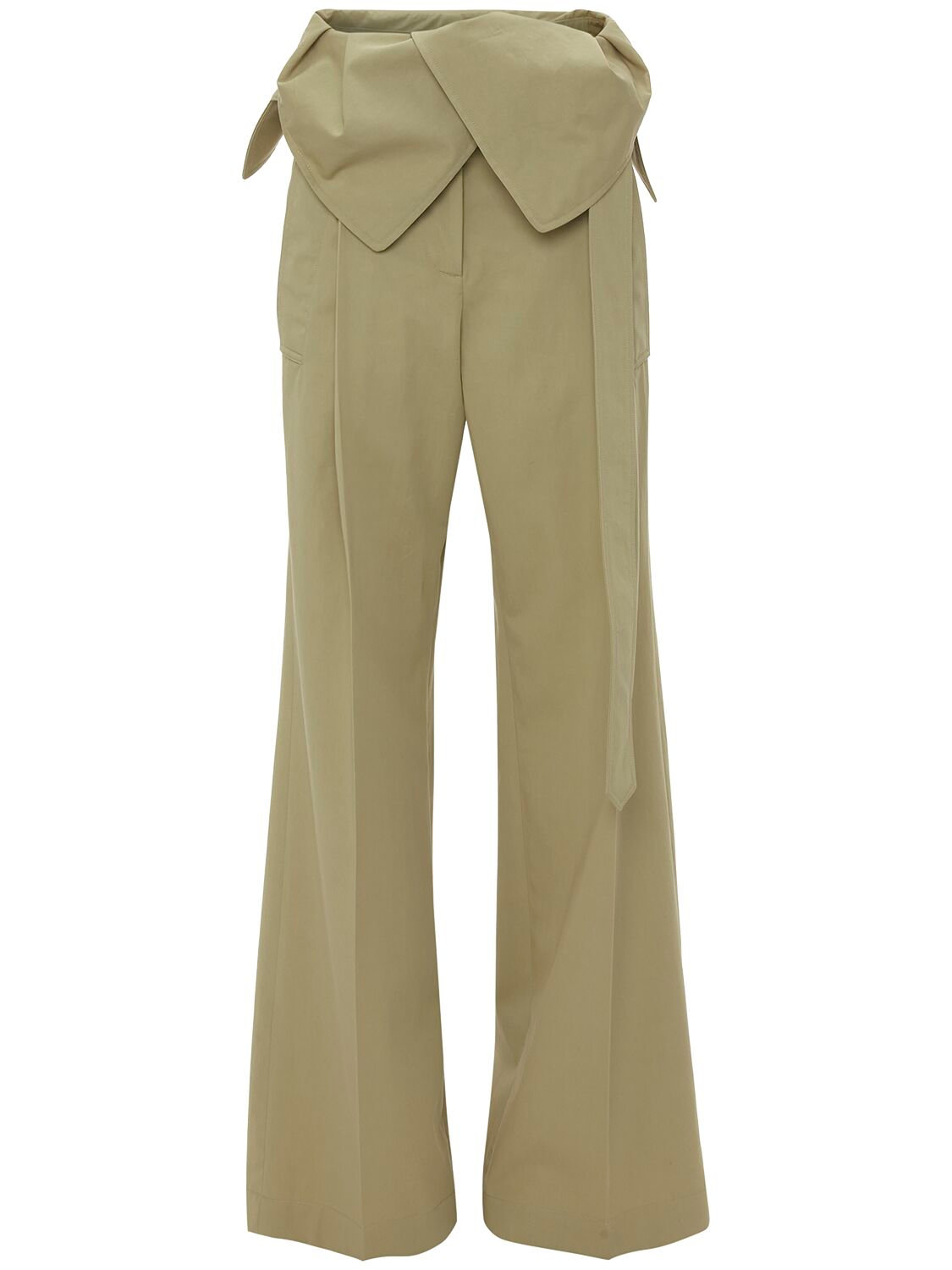 Twill Fold-Over Flared Trench Pants