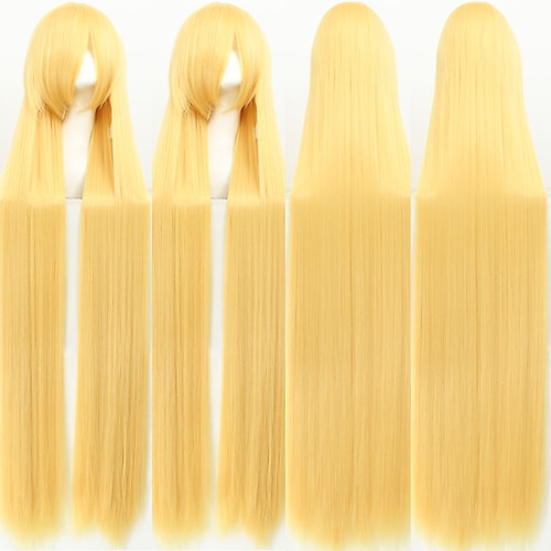 parrucca cosplay parrucca cosplay diritta naturale con frangia parrucca nera / bionda lunga a1 a2 a4 a7 a8 capelli sintetici 58 pollici cosplay femmin