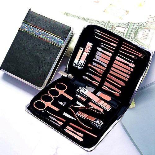 set manicure kit pedicure - 26 pezzi kit manicure tagliaunghie professionale, kit per la cura delle unghie in acciaio inossidabile set pedicure per do