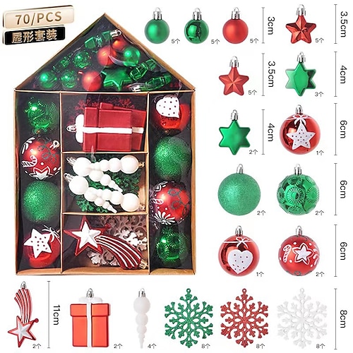 palline di natale 70 decorazioni natalizie galvaniche in casa pacchetto regalo addobbi per l'albero di natale palline di natale set ball