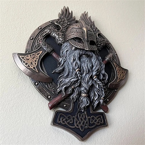 vichingo berserker doppia ascia decorazione della parete placca decorazione della casa decorazione del giardino decorazione della casa in resina artig