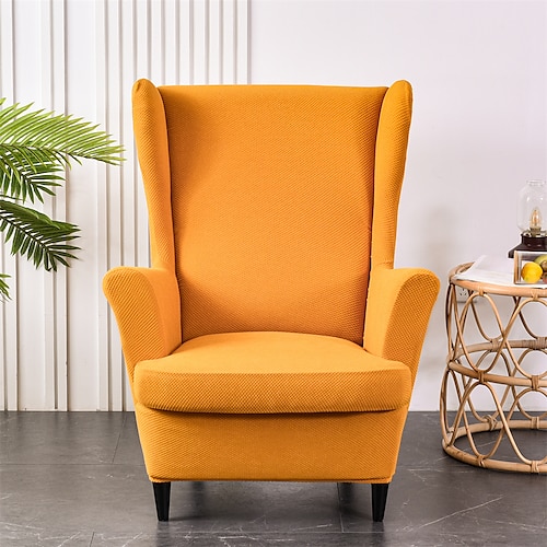 copertura della sedia wingback di stirata di colore solido wing chair slipcovers tessuto spandex copertura della poltrona wingback con cuscino del sed