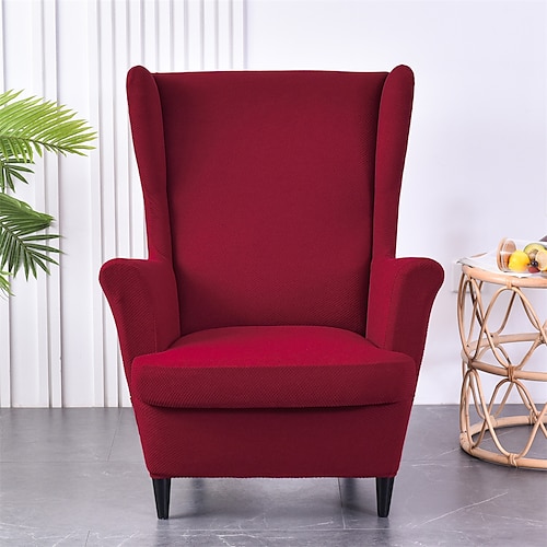 copertura della sedia wingback di stirata di colore solido wing chair slipcovers tessuto spandex copertura della poltrona wingback con cuscino del sed