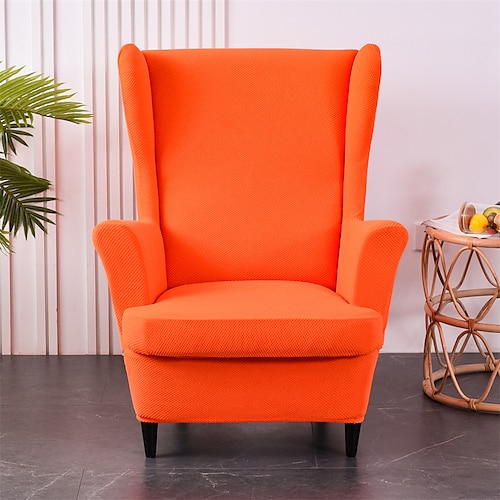 copertura della sedia wingback di stirata di colore solido wing chair slipcovers tessuto spandex copertura della poltrona wingback con cuscino del sed