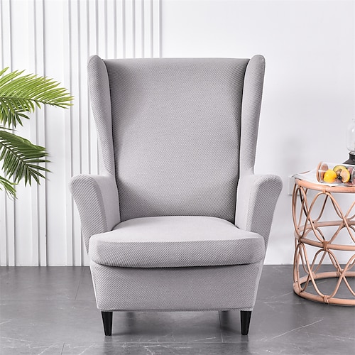copertura della sedia wingback di stirata di colore solido wing chair slipcovers tessuto spandex copertura della poltrona wingback con cuscino del sed