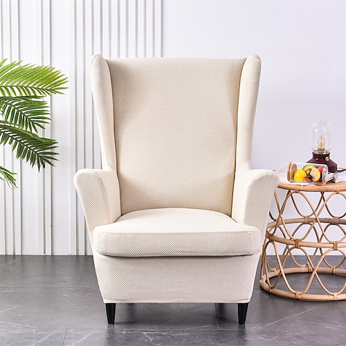copertura della sedia wingback di stirata di colore solido wing chair slipcovers tessuto spandex copertura della poltrona wingback con cuscino del sed