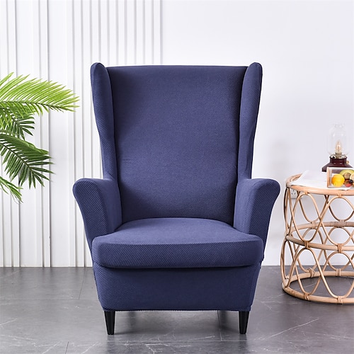 copertura della sedia wingback di stirata di colore solido wing chair slipcovers tessuto spandex copertura della poltrona wingback con cuscino del sed