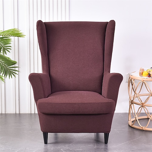 copertura della sedia wingback di stirata di colore solido wing chair slipcovers tessuto spandex copertura della poltrona wingback con cuscino del sed