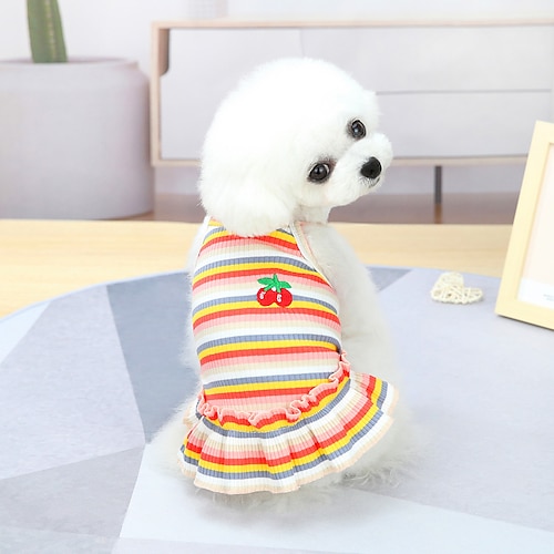 vestito da cane sunteelong vestiti colorati per cani a righe vestito estivo cucciolo di cane tutu abiti da principessa cani da compagnia cani da compa