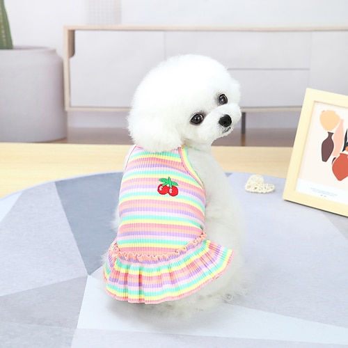 vestito da cane sunteelong vestiti colorati per cani a righe vestito estivo cucciolo di cane tutu abiti da principessa cani da compagnia cani da compa