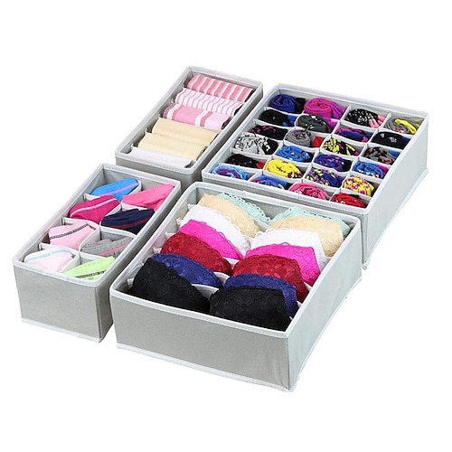 Divisore organizer per cassetti biancheria intima calzini 4 pezzi, organizzatore cassetto cassettiera lavabile ulg organizer per armadio pieghevole in