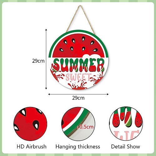 1pc summer watermelon hanging door sign watermelon door hanger wood welcome sign for front door home hanging door plaque sign summer front door crown 