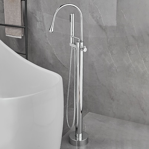 Rubinetto vasca - minimalista Galvanizzato Autoportante Valvola in ceramica Bath Shower Mixer Taps
