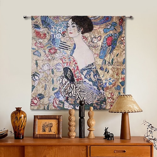 arazzo tessuto jacquard gobelin aubusson arte da parete appeso aubusson riproduzione di un grande arazzo telaio in tessuto di cotone signora con venta