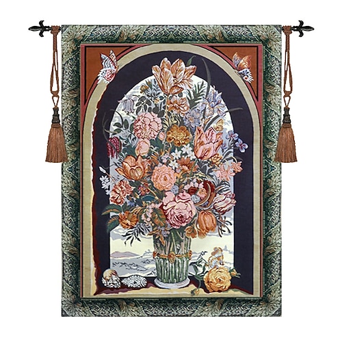 arazzo tessuto jacquard gobelin aubusson arte da parete appeso aubusson grande arazzo riproduzione telaio intreccio di cotone mazzo di fiori arazzo be