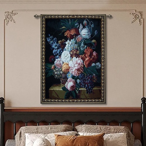 arazzo tessuto jacquard gobelin aubusson arte da parete appeso telaio aubusson tessuto di cotone riproduzione di un grande arazzo barocco rococò fiori
