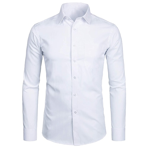 Per uomo Camicie Nero Bianco Giallo Rosso Manica lunga Onde Colletto classico Per tutte le stagioni Matrimonio Serata formale Abbigliamento Fibbia