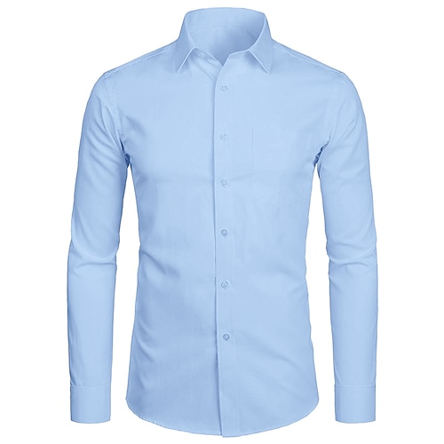 Per uomo Camicie Nero Bianco Giallo Rosso Manica lunga Onde Colletto classico Per tutte le stagioni Matrimonio Serata formale Abbigliamento Fibbia