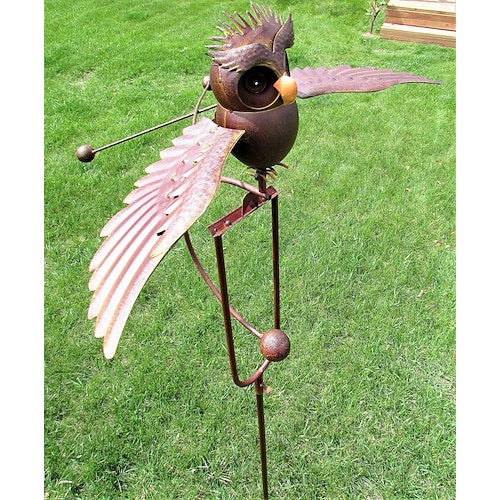 Aquila d'arte da giardino, gufo in metallo, decorazione da palo da giardino antiruggine e antivento uccello decorazione da esterno decorazione da giar