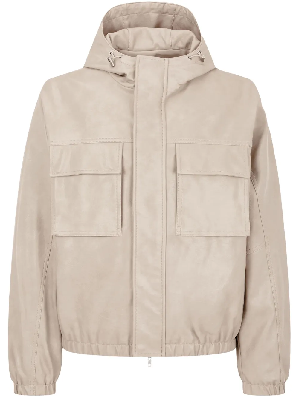 STUDIO TOMBOY drawstring faux-leather hoodie - Toni neutri