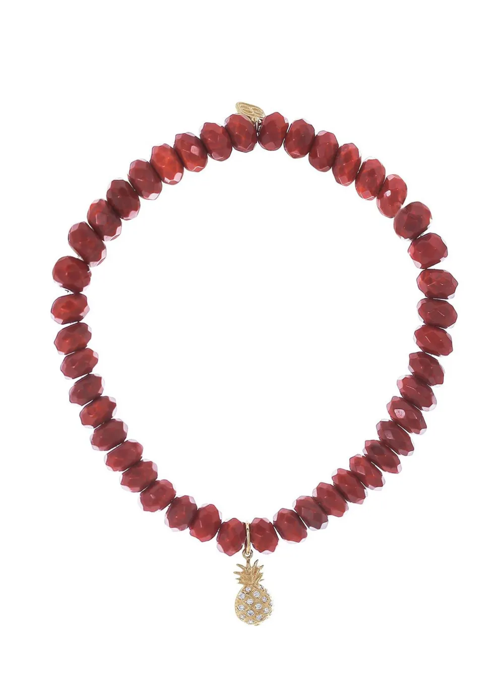 Sydney Evan 14kt yellow gold Pineapple-charm bamboo coral and diamond bracelet - Oro