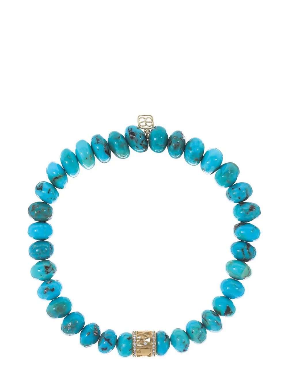 Sydney Evan 14kt yellow gold Lucky Rondelle turquoise and diamond necklace - Blu