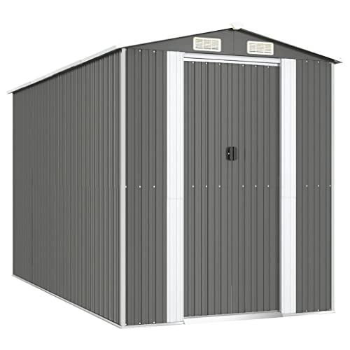 Vidaxl Capanno Da Giardino Grigio Chiaro 192X357X223Cm Acciaio Zincato