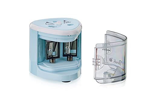 Peach Po102 Temperamatite Elettrico Universale | Con Pezzi Di Ricambio | Per Tutte Le Matite, Matite Colorate, Eyeliner E Pastelli | Doppio Temperamat