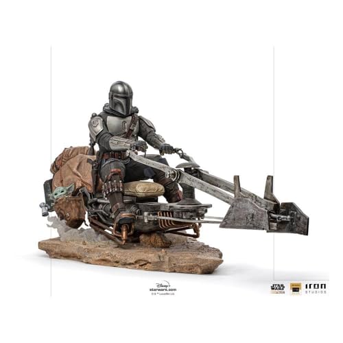 Iron Studios Deluxe: The Mandalorian - Mando On Speederbike Art Scale Statue (1/10) (Lucswr48721-10)