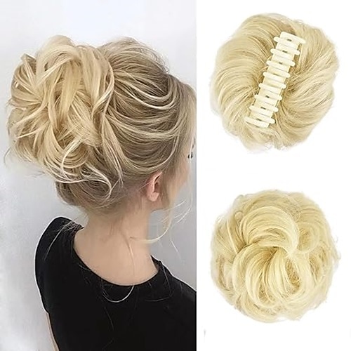 Chignon spettinato, fermaglio per capelli, chignon sintetico, chignon spettinato con viticci, extension per capelli, chignon riccio ondulato, chignon 