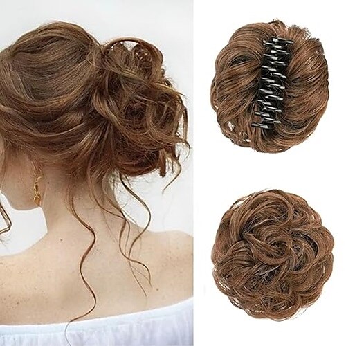 Chignon spettinato, fermaglio per capelli, chignon sintetico, chignon spettinato con viticci, extension per capelli, chignon riccio ondulato, chignon 