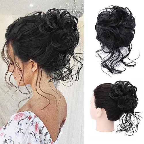 Chignon spettinato, fermaglio per capelli, chignon sintetico, chignon spettinato con viticci, extension per capelli, chignon riccio ondulato, chignon 
