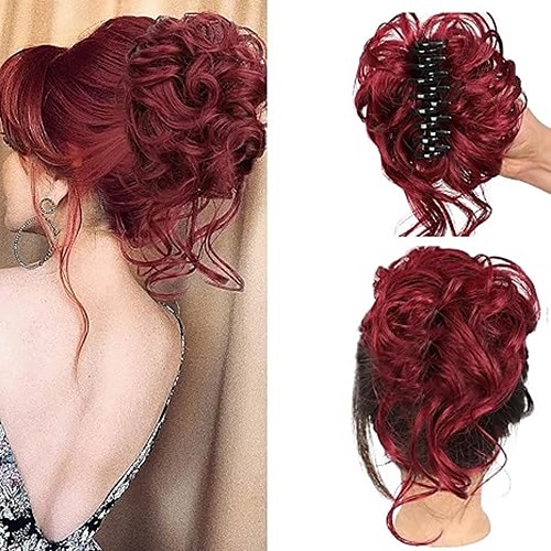 Chignon spettinato, fermaglio per capelli, chignon sintetico, chignon spettinato con viticci, extension per capelli, chignon riccio ondulato, chignon 