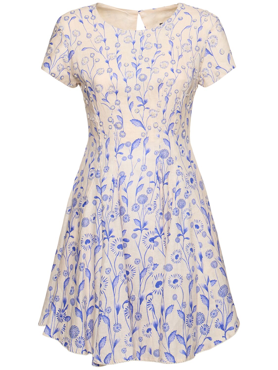 Pupe Printed Linen Mini Dress