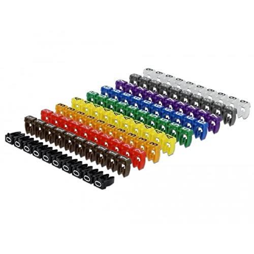 Delock 18304 Clips Marcadores De Cable 0-9 Colores 100 Piezas, Clip De Cable