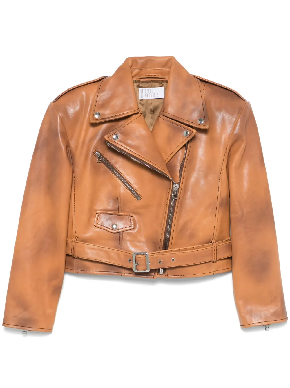 Giuseppe Di Morabito spray-paint effect biker jacket - Marrone