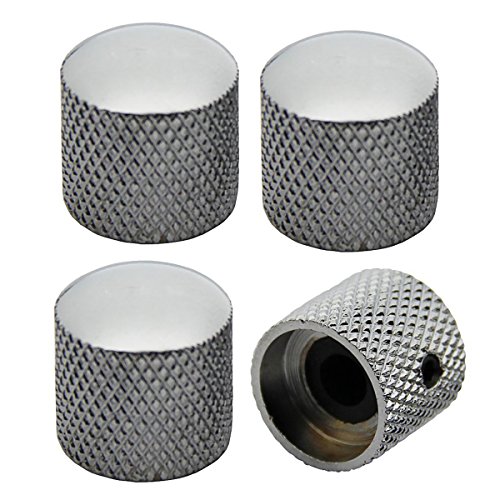 Musiclily Metrica Manopole In Metallo Dome Knobs Com Vite Laterale Fissaggio Per Chitarra Elettrica E Bass, Cromato (4 Pezzi)