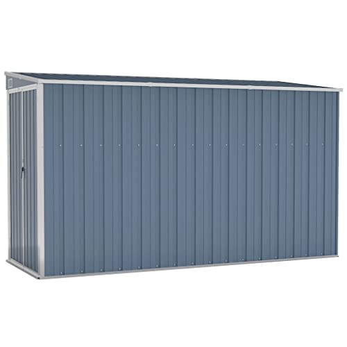 Vidaxl Capanno Giardino A Parete Grigio 118X288X178 Cm Acciaio Zincato