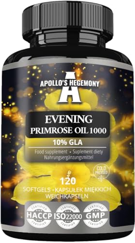 Olio Di Enotera 1000 Mg Con Vitamina E - Contiene 100 Mg Di Acido Gla - 120 Capsule Softgel - 4 Mesi Di Fornitura - Per Sostenere L'Equilibrio Ormonal