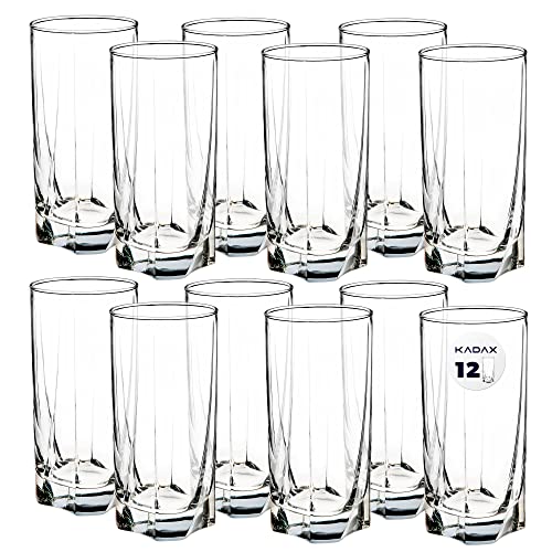 Kadax Bicchieri In Vetro Di Alta Qualità, Set Da 12, Bicchieri Per Acqua, Succhi A Pareti Spesse, Bicchieri Scanalati Per Acqua, Bevande, Succhi Di Fr