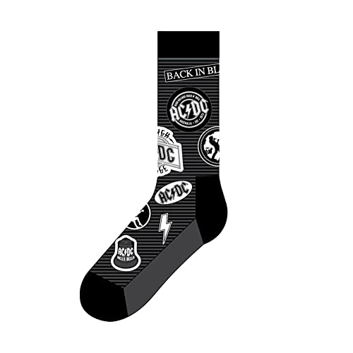 Ac/Dc Calzini Icons Band Logo Nuovo Ufficiale Uomo Nero (Uk Size 7-11) Size One Size
