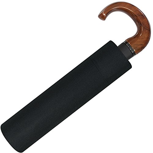 Pierre Cardin Parapluie Pliant Pour Homme - Ouverture Et Fermeture Automatiques - Poignée Bois - Noir 30 Cm