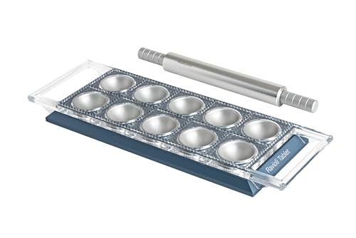 Marcato Ravioli Tablet, Stampo Per Ravioli Powder Blu, Alluminio Anodizzato, 20X10X2 Cm, Preparazione Facile, Design Elegante